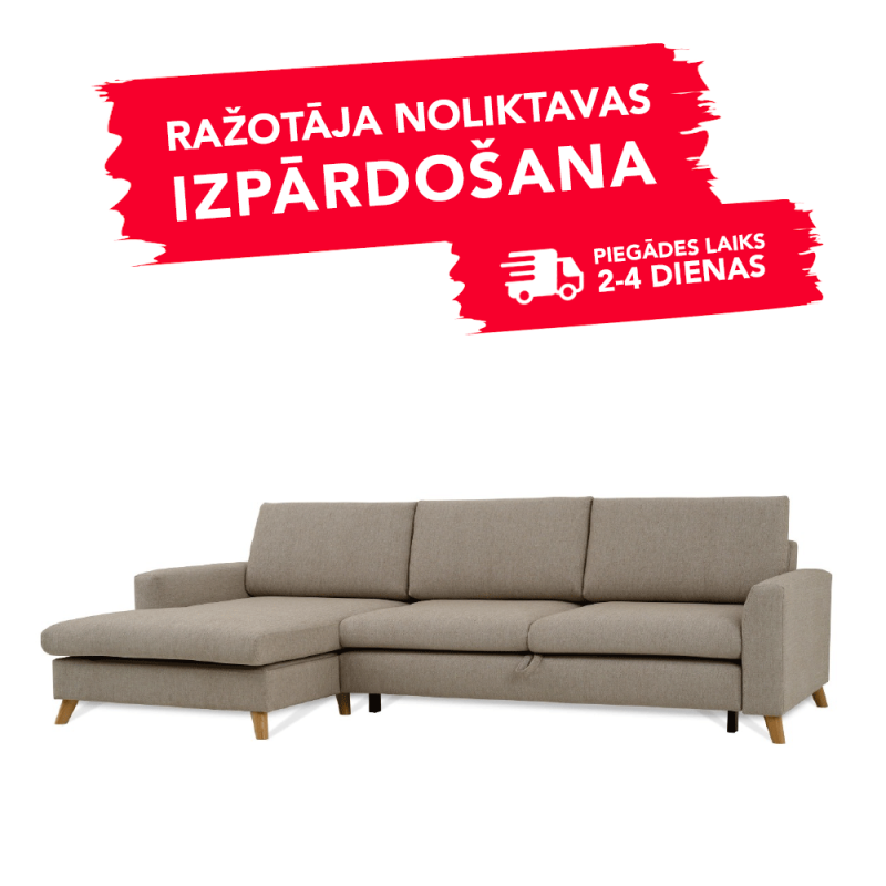 Diivan MARIO SLEEPING (Vasak nurk, väljatõmmatav) (Beige)